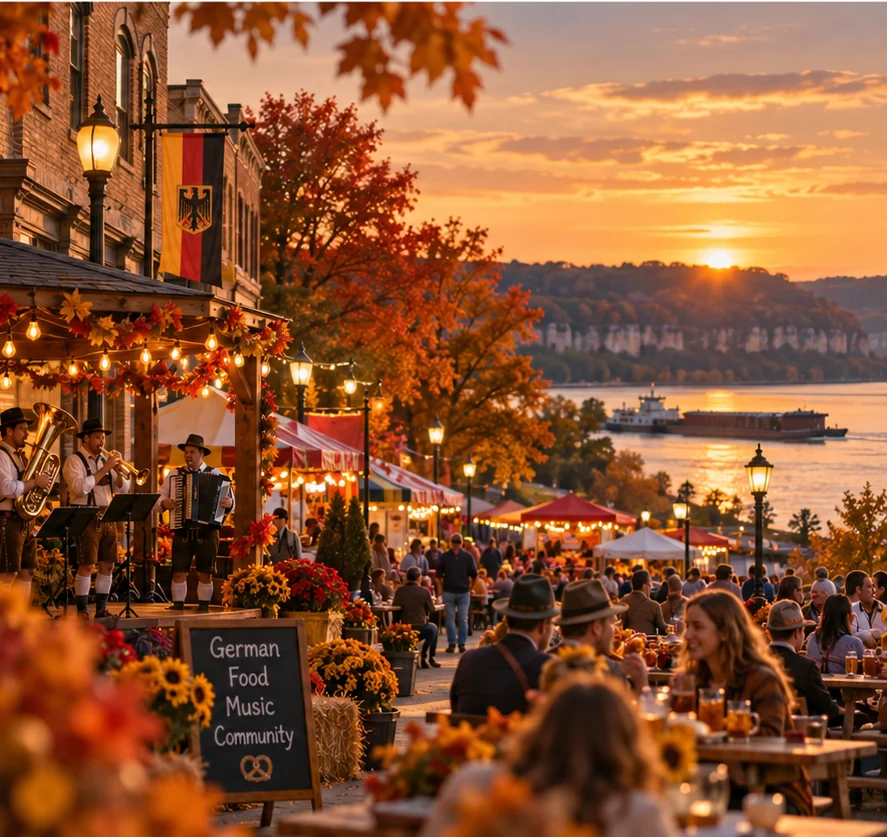 Illustrative German heritage festival at sunset