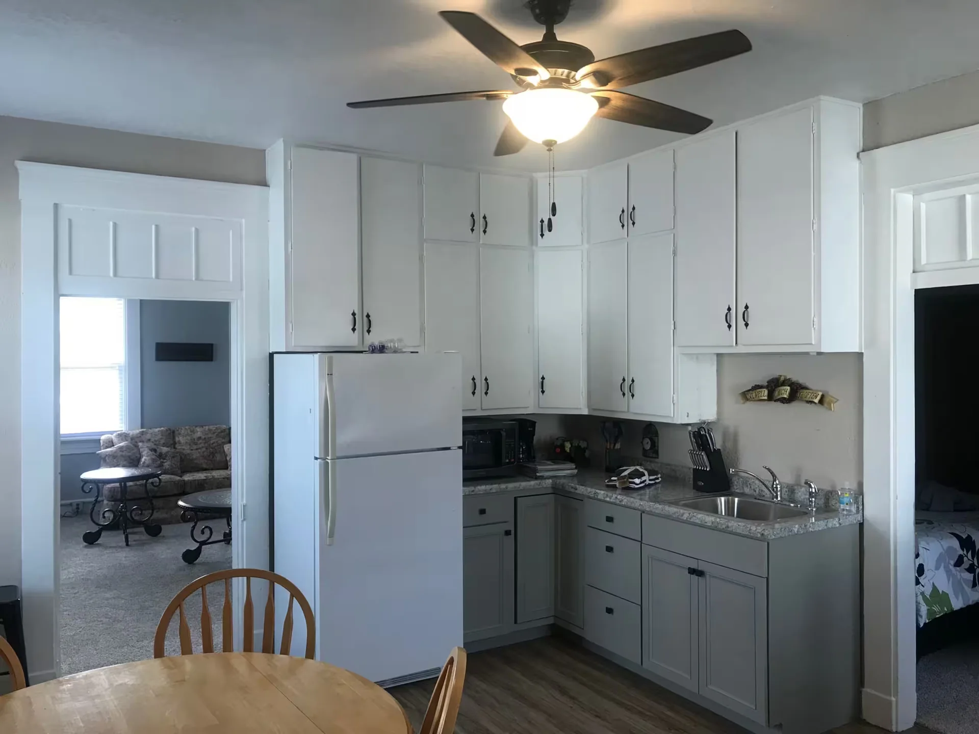 Kitchen with refrigerator and dining nook